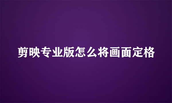 剪映专业版怎么将画面定格