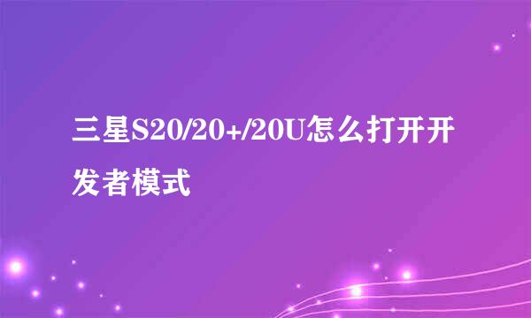 三星S20/20+/20U怎么打开开发者模式