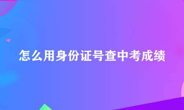 怎么用身份证号查中考成绩
