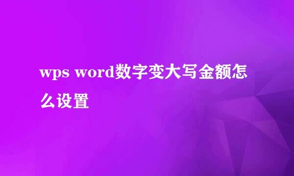wps word数字变大写金额怎么设置