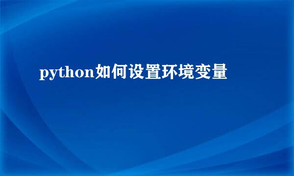 python如何设置环境变量