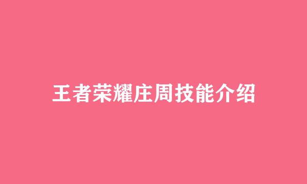 王者荣耀庄周技能介绍