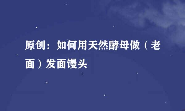 原创：如何用天然酵母做（老面）发面馒头