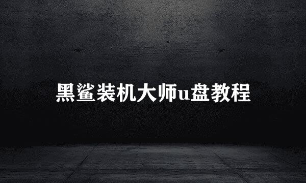 黑鲨装机大师u盘教程