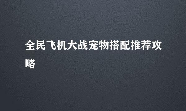 全民飞机大战宠物搭配推荐攻略