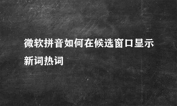 微软拼音如何在候选窗口显示新词热词