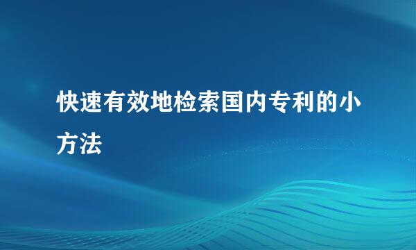 快速有效地检索国内专利的小方法