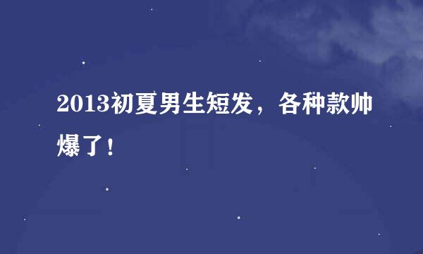 2013初夏男生短发，各种款帅爆了！