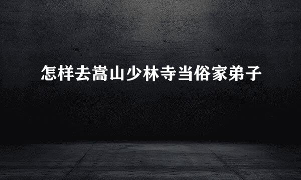 怎样去嵩山少林寺当俗家弟子