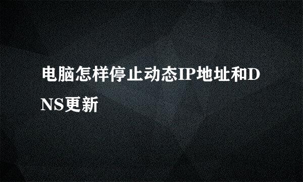 电脑怎样停止动态IP地址和DNS更新