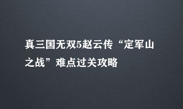 真三国无双5赵云传“定军山之战”难点过关攻略