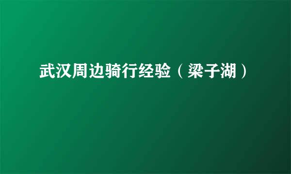 武汉周边骑行经验（梁子湖）