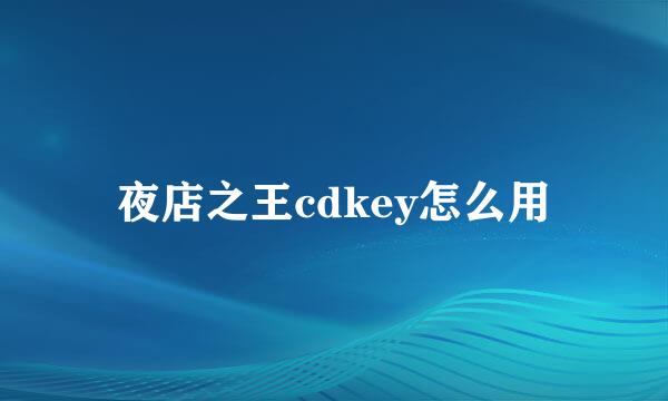 夜店之王cdkey怎么用