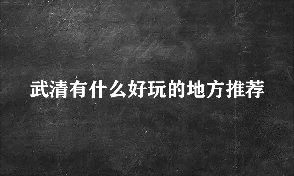 武清有什么好玩的地方推荐