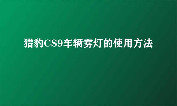 猎豹CS9车辆雾灯的使用方法