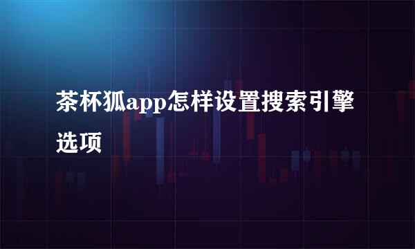 茶杯狐app怎样设置搜索引擎选项