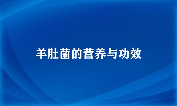 羊肚菌的营养与功效