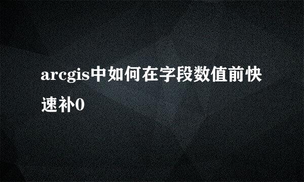 arcgis中如何在字段数值前快速补0