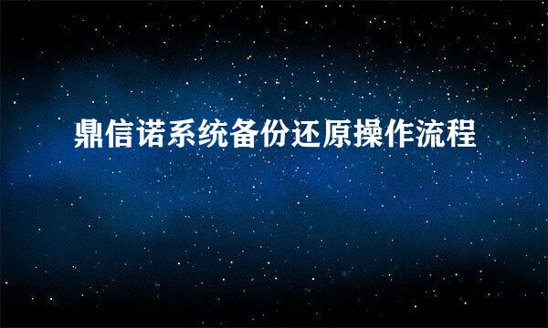 鼎信诺系统备份还原操作流程