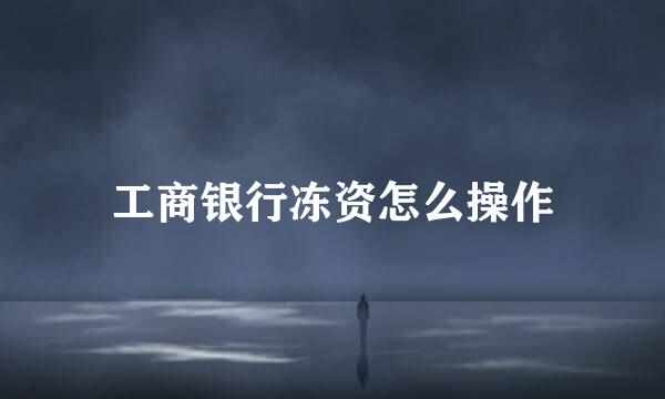工商银行冻资怎么操作