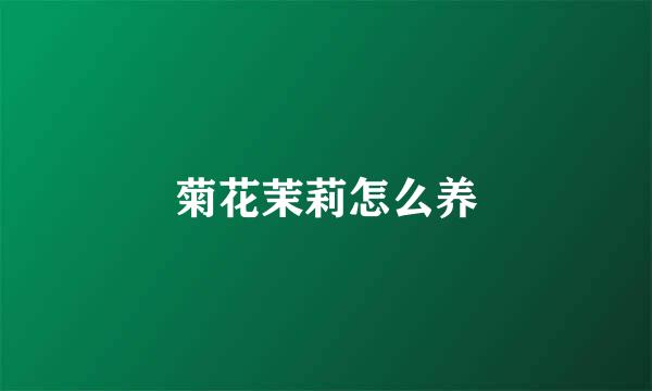 菊花茉莉怎么养
