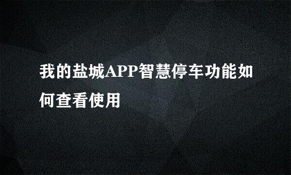 我的盐城APP智慧停车功能如何查看使用