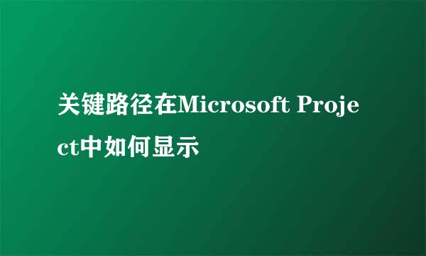 关键路径在Microsoft Project中如何显示