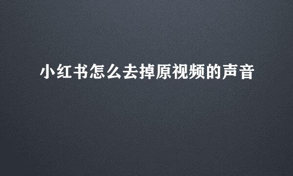 小红书怎么去掉原视频的声音