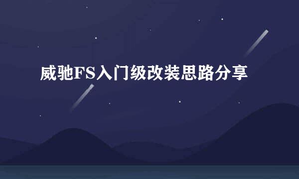 威驰FS入门级改装思路分享