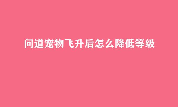 问道宠物飞升后怎么降低等级
