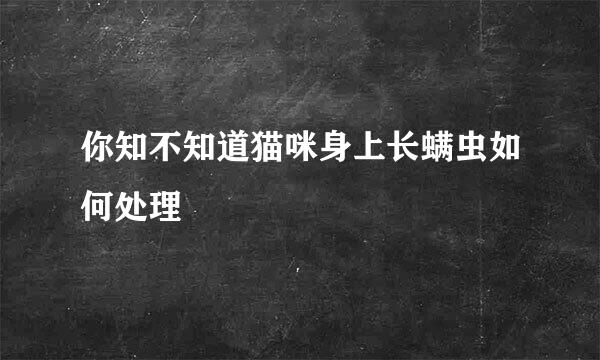 你知不知道猫咪身上长螨虫如何处理