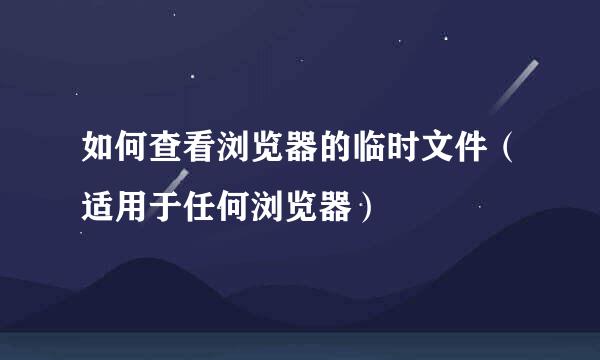 如何查看浏览器的临时文件（适用于任何浏览器）