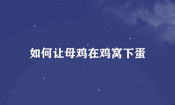 如何让母鸡在鸡窝下蛋