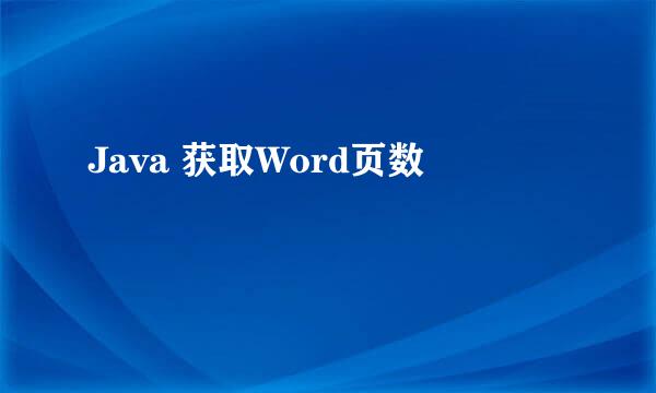 Java 获取Word页数