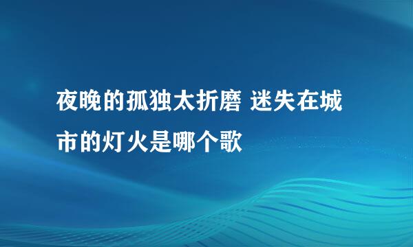 夜晚的孤独太折磨 迷失在城市的灯火是哪个歌