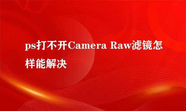 ps打不开Camera Raw滤镜怎样能解决