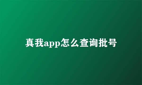 真我app怎么查询批号