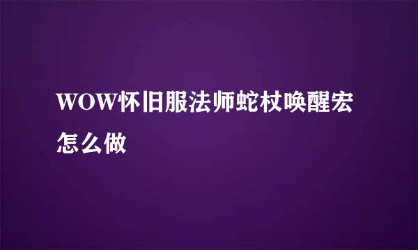 WOW怀旧服法师蛇杖唤醒宏怎么做