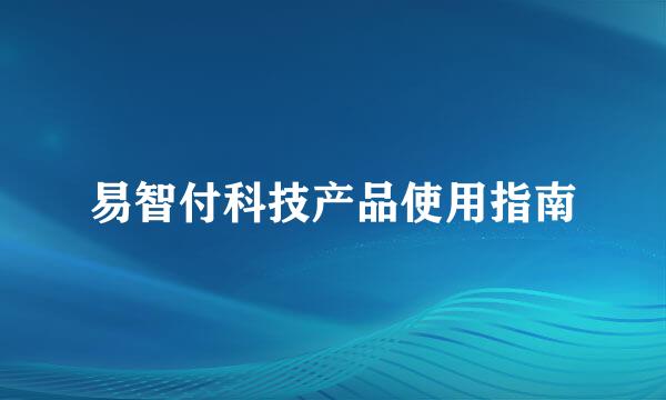 易智付科技产品使用指南