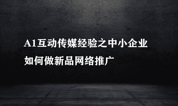 A1互动传媒经验之中小企业如何做新品网络推广