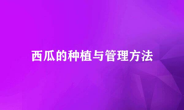 西瓜的种植与管理方法