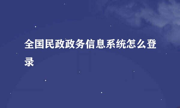 全国民政政务信息系统怎么登录