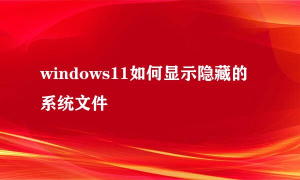 windows11如何显示隐藏的系统文件