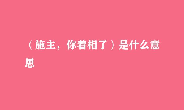 (施主,你着相了)是什么意思