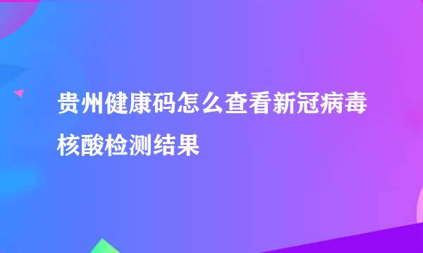 贵州健康码怎么查看新冠病毒核酸检测结果