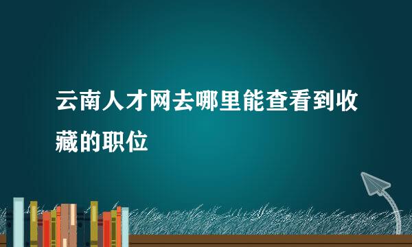 云南人才网去哪里能查看到收藏的职位