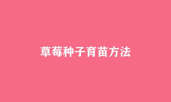 草莓种子育苗方法
