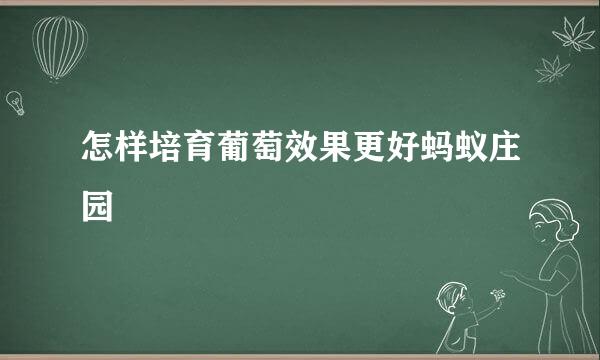 怎样培育葡萄效果更好蚂蚁庄园