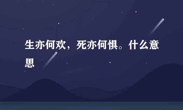 生亦何欢，死亦何惧。什么意思