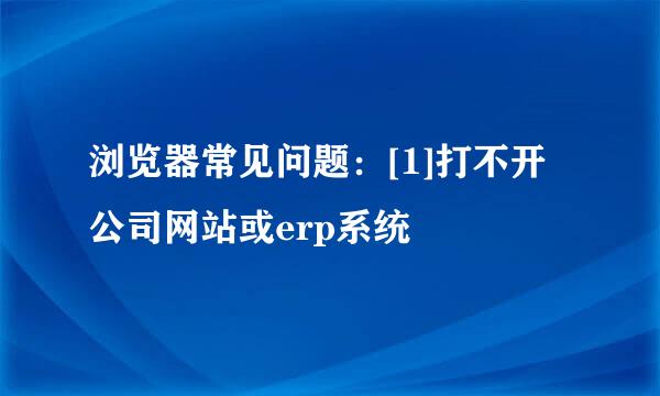 浏览器常见问题：[1]打不开公司网站或erp系统